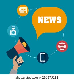 Journalism design over blue background, vector illustration.