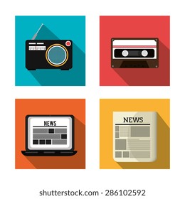 Journalism design over white background, vector illustration.