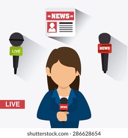 Journalism design over white background, vector illustration.