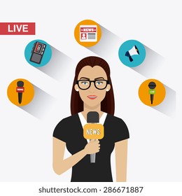 Journalism design over white background, vector illustration.