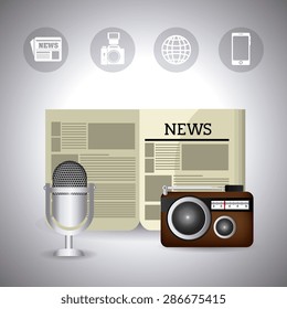 Journalism design over white background, vector illustration.