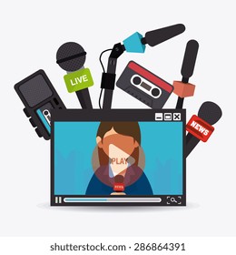 Journalism design over white background, vector illustration.