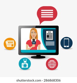 Journalism design over white background, vector illustration.