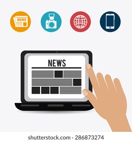 Journalism design over white background, vector illustration.