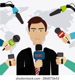 Journalism design over white background, vector illustration.