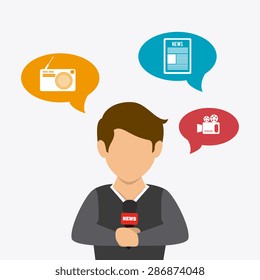 Journalism design over white background, vector illustration.