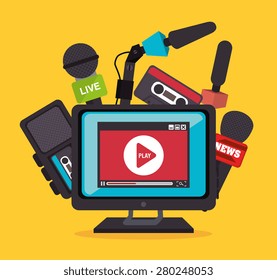 Journalism design over yellow background, vector illustration.