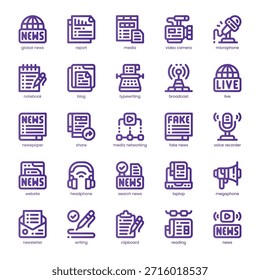 Journalism Icon pack for your website, mobile, presentation, and logo design. Journalism Icon line basic color design. Vector graphics illustration and editable stroke.
