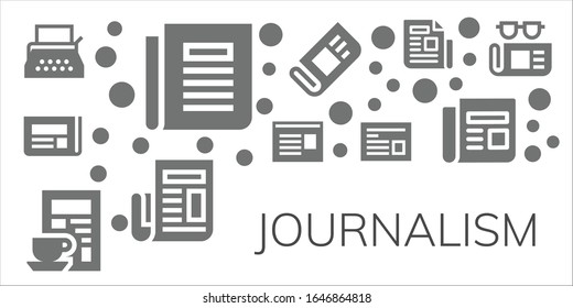journalism icon set. 11 filled journalism icons. Included Typewriter, Newspaper icons