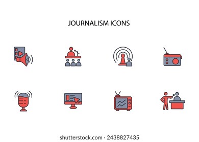 icono de periodismo set.vector.Trazo editable.signo de estilo lineal para el uso de diseño web,logo.Ilustración de símbolo.