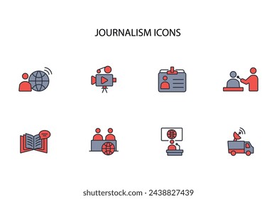 icono de periodismo set.vector.Trazo editable.signo de estilo lineal para el uso de diseño web,logo.Ilustración de símbolo.