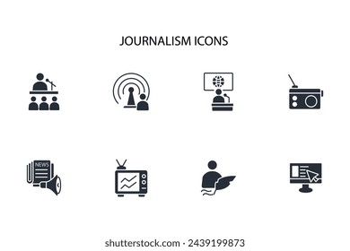 journalism icon set.vector.Editable stroke.linear style sign for use web design,logo.Symbol illustration.
