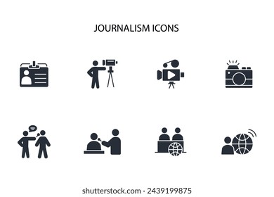 icono de periodismo set.vector.Trazo editable.signo de estilo lineal para el uso de diseño web,logo.Ilustración de símbolo.