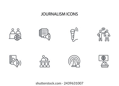 journalism icon set.vector.Editable stroke.linear style sign for use web design,logo.Symbol illustration.