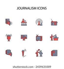 journalism icon set.vector.Editable stroke.linear style sign for use web design,logo.Symbol illustration.