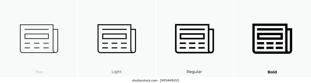 journalism icon. Thin, Light Regular And Bold style design isolated on white background