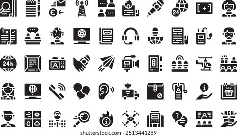 Journalism icons High-Quality Vector Icons Collection with Editable Stroke. Ideal for Professional and Creative Projects.