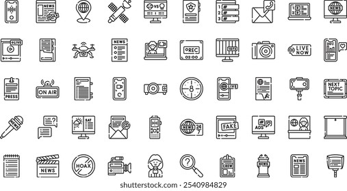 Journalism icons High-Quality Vector Icons Collection with Editable Stroke. Ideal for Professional and Creative Projects.