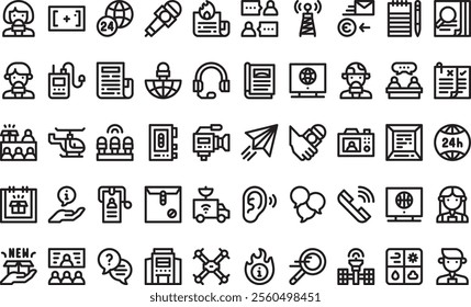 Journalism icons High-Quality Vector Icons Collection with Editable Stroke. Ideal for Professional and Creative Projects.