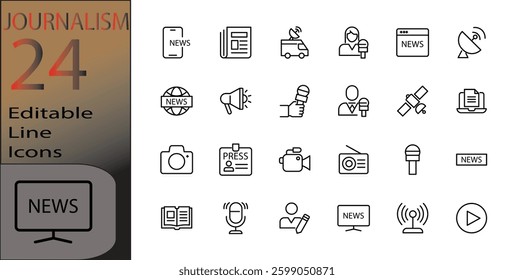 journalism Line Editable Icons set
