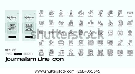 Journalism Line Icon Set | Vector Symbols for report, media, press, story, write