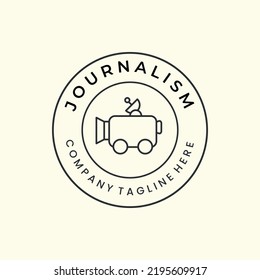 journalism with linear and emblem style logo vector icon design. camera, news template illustration