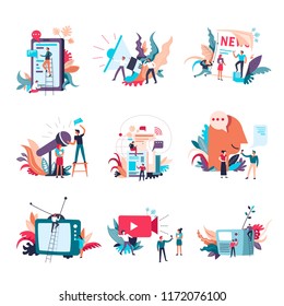 Journalism mass media news vector people icons