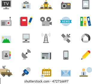 JOURNALISM, MEDIA & TECHNOLOGY colored flat icons