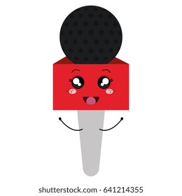 Journalism microphone comic character isolated icon