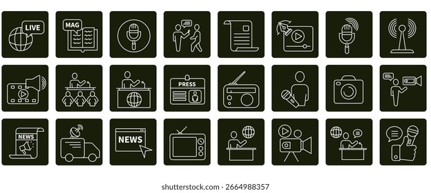 Journalism . Set of editable stroke icons.Set of Journalism