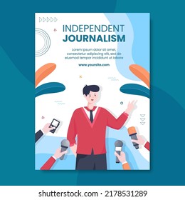 Ilustración vectorial de fondo de caricatura plana de plantilla de afiche de periodismo o radiodifusión social