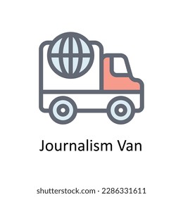 Journalismus Van Vector Fill umreißen Symbole. Einfache Stockillustrationsmaterial