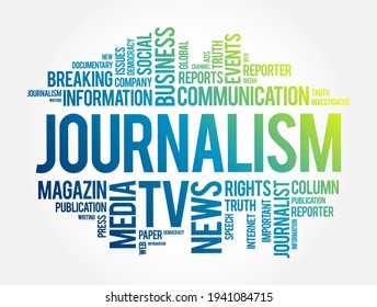 Journalism word cloud collage, social concept background