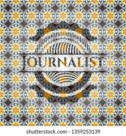 Journalist arabesque style badge. arabic decoration.