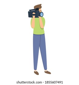 Journalist cameraman icon. Cartoon of journalist cameraman vector icon for web design isolated on white background