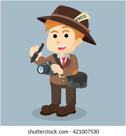 Journalist Cartoon Illustration Stock Vector (Royalty Free) 421007530 ...