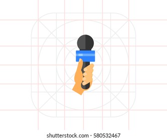 Journalist holding microphone