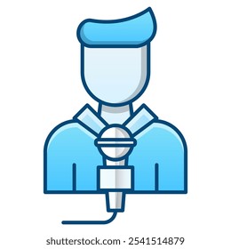 Icono de periodista, Ilustración vectorial de degradado azul