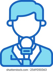 Journalist Icon Blue Vector Illustration
