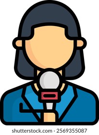 Journalist Icon Lineal Color Vector Illustration