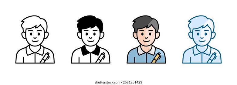 Conjunto de iconos de periodista Colección de estilo múltiple