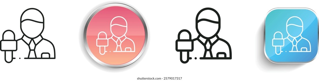journalist icon. Thin Linear, Regular and Button Style Design Isolated On White Background