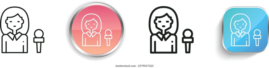 journalist icon. Thin Linear, Regular and Button Style Design Isolated On White Background