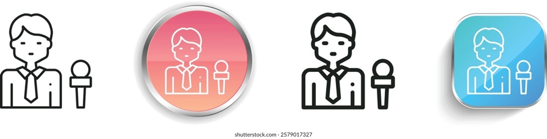 journalist icon. Thin Linear, Regular and Button Style Design Isolated On White Background