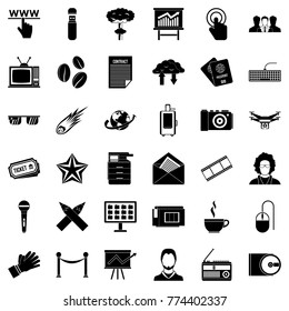 Journalist icons set. Simple style of 36 journalist vector icons for web isolated on white background