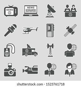 Journalist Icons. Sticker Design. Vector Illustration.
