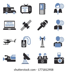 Journalist Icons. Two Tone Flat Design. Vector Illustration.