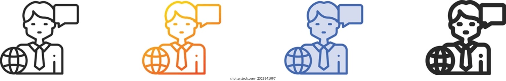 journalist icon.Thin Linear, Gradient, Blue Stroke and bold Style Design Isolated On White Background