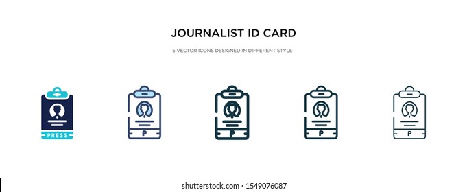 journalist id card icon in different style vector illustration. two colored and black journalist id card vector icons designed in filled, outline, line and stroke style can be used for web, mobile,