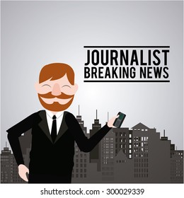 Journalist illustration over color background